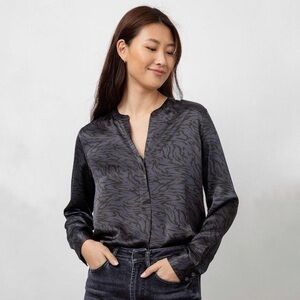 Rails Pearl Onyx Print Satin Blouse M